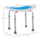 6-Level Height Adjustable Aluminium Bath Room Stool Chair Shower Non-Slip Design w/ Padded Seat Drainage Holes Foot Pad, Blue