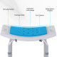 6-Level Height Adjustable Aluminium Bath Room Stool Chair Shower Non-Slip Design w/ Padded Seat Drainage Holes Foot Pad, Blue