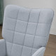 Armchair with Footstool, Living Room Chair, Linen Accent Chair for Bedroom, Home Study, Light Grey