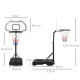 Portable Basketball Stand 94-123cm Basket Height Adjustable Hoop For Adults Suitable for Pool Side