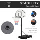 Portable Basketball Stand 94-123cm Basket Height Adjustable Hoop For Adults Suitable for Pool Side