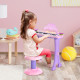 Electronic Organ for Kids, Mini Piano with Microphone and Stool, Interactive Music Play, Purple/Pink | Aosom UK