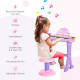 Electronic Organ for Kids, Mini Piano with Microphone and Stool, Interactive Music Play, Purple/Pink | Aosom UK