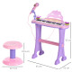 Electronic Organ for Kids, Mini Piano with Microphone and Stool, Interactive Music Play, Purple/Pink | Aosom UK