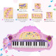 Electronic Organ for Kids, Mini Piano with Microphone and Stool, Interactive Music Play, Purple/Pink | Aosom UK