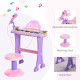 Electronic Organ for Kids, Mini Piano with Microphone and Stool, Interactive Music Play, Purple/Pink | Aosom UK