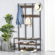 Coat Rack Stand, Free Standing Hall Tree, Coat Stand with Hooks, Bench and Shoe Rack, 100cm x 40cm x 184cm, Industrial Style, Ru