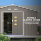 Outsunny 13 x 11ft Garden Metal Storage Shed Outdoor Storage Shed with Foundation Kit Ventilation &amp; Doors, Light Grey