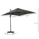 Outsunny 2.5 x 2.5m Patio Offset Parasol Umbrella Cantilever Hanging Aluminium Sun Shade Canopy Shelter 360° Rotation with Crank