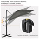 Outsunny 2.5 x 2.5m Patio Offset Parasol Umbrella Cantilever Hanging Aluminium Sun Shade Canopy Shelter 360° Rotation with Crank