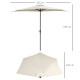 Outsunny 3(m) Half Parasol Semi Round Umbrella Patio Metal Frame Crank Handle for Balcony-- NO BASE INCLUDED, Cream White