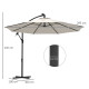 Outsunny 3m Solar LED Light Offset Cantilever Parasol - Beige