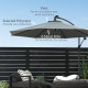 Outsunny 3(m) Cantilever Parasol with Solar LED Lights, Garden Umbrella with Cross Base and Crank Handle, Hanging Offset Banana 