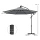 Outsunny 3(m) Cantilever Parasol with Solar LED Lights, Garden Umbrella with Cross Base and Crank Handle, Hanging Offset Banana 