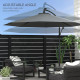 Outsunny 3(m) Cantilever Parasol with Solar LED Lights, Garden Umbrella with Cross Base and Crank Handle, Hanging Offset Banana 