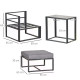 Outsunny 5 Piece Garden Aluminium Conversation Sofa Set Patio Furniture Set Outdoor 2 Sofas 2 Footstools End Table with Cushions