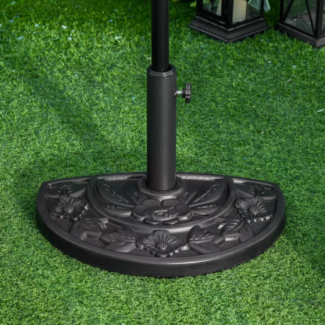 Outsunny 9kg Cement Concrete Half Round Parasol Base Umbrella Stand Garden Outdoor Accessories - Adjustable Coupler Suitable Umb