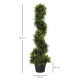 Outsunny Set Of 2 90cm/3FT Artificial Spiral Topiary Trees w/ Pot Fake Indoor Outdoor Greenery Plant Home Office Garden Décor Gr