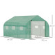 Outsunny Walk-in Polytunnel Garden Greenhouse, Outdoor Mesh Door Greenhouse with PE Cover and 6 Windows, 3.5 x 3 x 2m, Green