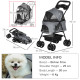 PawHut Dog Stroller with Rain Cover, Dog Pushchair One-Click Fold Trolley Jogger with EVA Wheels Brake Basket Adjustable Canopy 