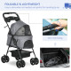 PawHut Dog Stroller with Rain Cover, Dog Pushchair One-Click Fold Trolley Jogger with EVA Wheels Brake Basket Adjustable Canopy 