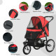 PawHut Foldable Pet Stroller with Three Wheels, for Small, Medium Dogs, Red