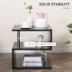 Wooden S Shape Cube Coffee Table 2 Tier Storage Shelves Organizer Office Bookcase Living Room End Desk Stand Display Set of 2 (B