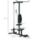 SPORTNOW Pull Up Station with Adjustable Seat, Power Tower for Chin up  and Lat Pulldown Exercises, Multi-Function Fitness Equip