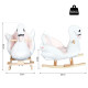 Kids Rocking Horse Plush Ride On Swan Toy w/ Safety Seat for Toddler 18 Months +, White and Pink