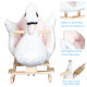 Kids Rocking Horse Plush Ride On Swan Toy w/ Safety Seat for Toddler 18 Months +, White and Pink