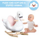 Kids Rocking Horse Plush Ride On Swan Toy w/ Safety Seat for Toddler 18 Months +, White and Pink