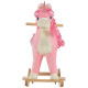 Kids Plush Rocking Horse Ride On Unicorn w/ Sound Moving Mouth Wagging Tail Children Rocker Toy Gift 3-6 Years Pink