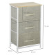 Vertical 3-Tier Linen Drawer Cabinet Organizer Storage Dresser Tower with Metal Frame Adjustable Feet for Living Room, Bathroom,