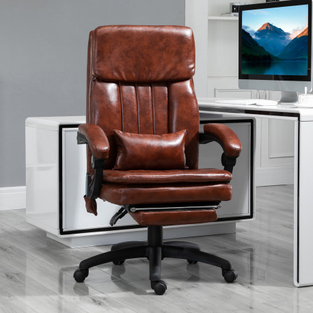 Vinsetto PU Leather Office Chair with 7 Point Vibrating Massage, Computer Desk Chair with Footrest, Adjustable Height, Reclining