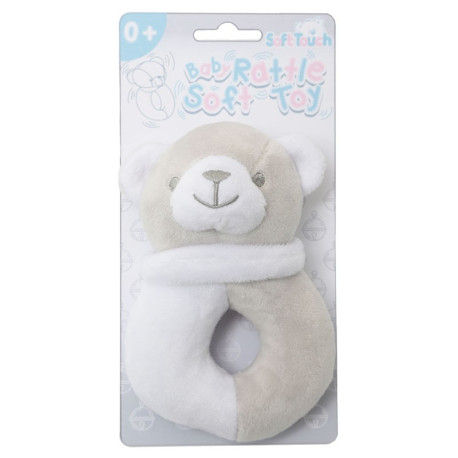 Soft Touch - Grey / White Bear Rattle Toy