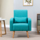 Accent Chair, Linen-Touch Armchair, Upholstered Leisure Lounge Sofa for Living Room, Club Chair with Wooden Frame, Teal