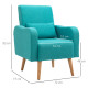 Accent Chair, Linen-Touch Armchair, Upholstered Leisure Lounge Sofa for Living Room, Club Chair with Wooden Frame, Teal