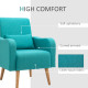 Accent Chair, Linen-Touch Armchair, Upholstered Leisure Lounge Sofa for Living Room, Club Chair with Wooden Frame, Teal