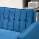 Velvet-Feel Three-Seater Sofa Bed - Blue