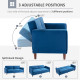 Velvet-Feel Three-Seater Sofa Bed - Blue