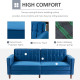 Velvet-Feel Three-Seater Sofa Bed - Blue