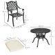 Outsunny Cast Aluminium 4 Seater Outdoor Dining Set with Cushions Parasol Hole Black