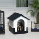 PawHut Plastic Dog Kennel with Windows, for Garden Patio, Miniature and Small Dogs, 80 x 69 x 76cm - Grey