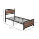 Single Size Metal Bed Frame with Headboard &amp; Footboard, Strong Slat Support Solid Bedstead Base w/ Underbed Storage Space, Bedro