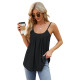 Women Camisole Spaghetti Strap Tank Tops Loose Fit Flowy Vest - Black XL