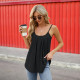 Women Camisole Spaghetti Strap Tank Tops Loose Fit Flowy Vest - Black XL