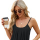 Women Camisole Spaghetti Strap Tank Tops Loose Fit Flowy Vest - Black XL