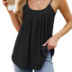 Women Camisole Spaghetti Strap Tank Tops Loose Fit Flowy Vest - Black XL