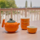 Herbal Orange Teapot Set - Pot &amp; Four Cups