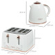 1.7L 3000W Fast Boil Kettle &amp; 4 Slice Toaster Set, Kettle and Toaster Set with 7 Browning Controls, Crumb Tray, White